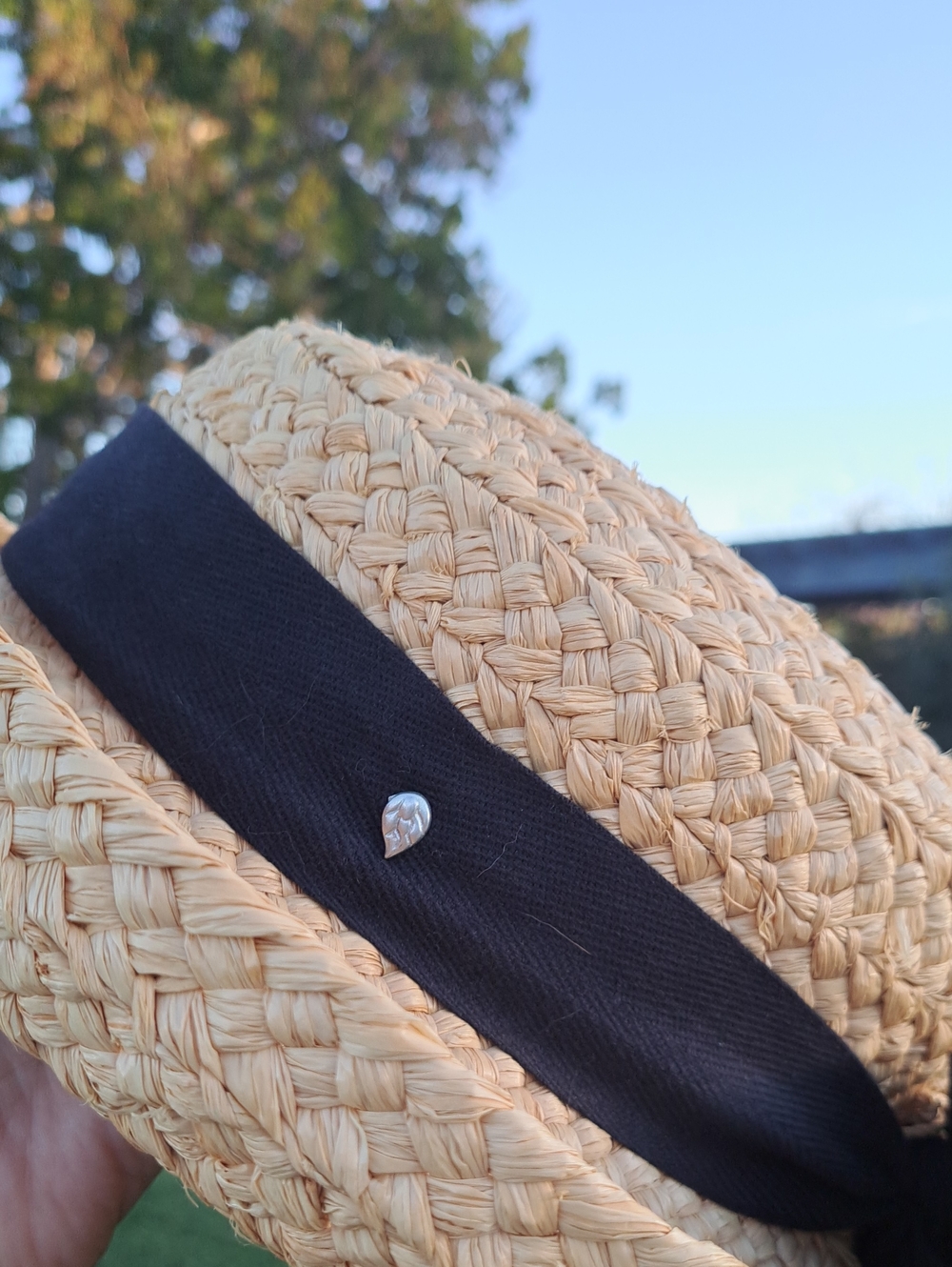 EUC Helen Kaminski Classic 5 Raffia Sun Hat Black Ribbon OS - Picture 4 of 6